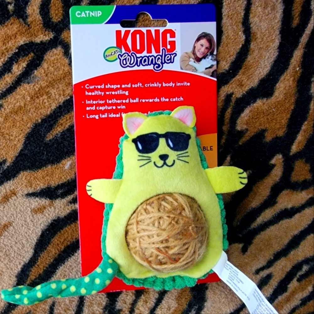 Kong Cat Wrangler Cat Kitten Toy Avacado Ea.